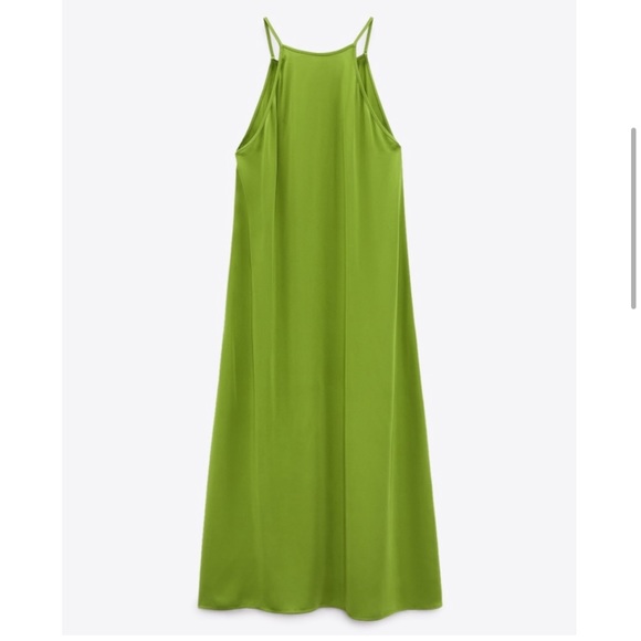 NWT Zara Green Cami Slip Dress Midi - Picture 8 of 11